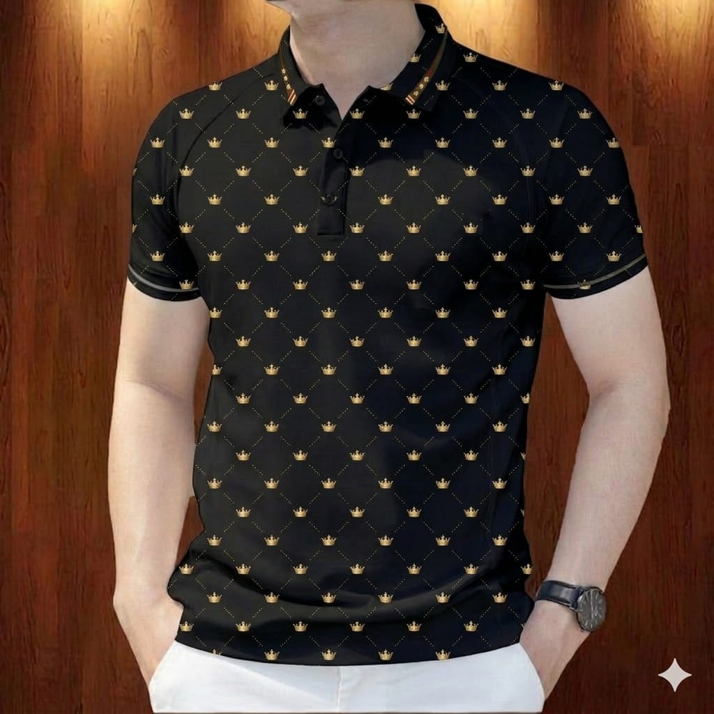 Stylist Casual Polo Shirt (M, BLACK)